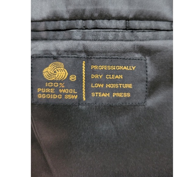 Albert Nipon Mens Black Double Breasted Wool Blazer Jacket Golden Twist - Picture 7 of 16